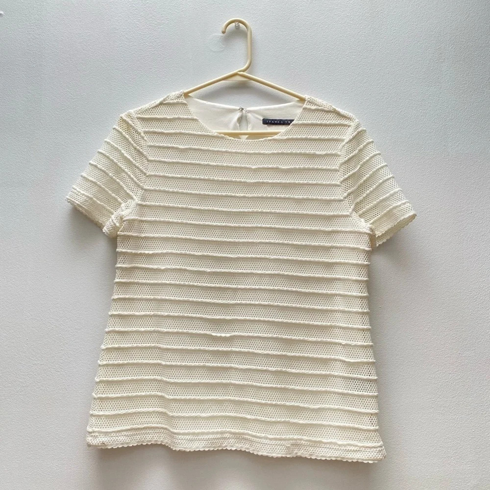 Source Unknown - White Lace Short Sleeve Top